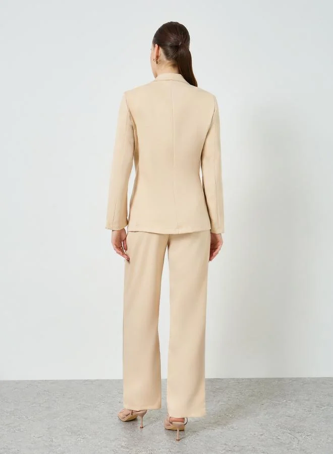 Styli  Women Beige Blazer and Wide Leg Pants Co-Ords for Women | Best Price UAE